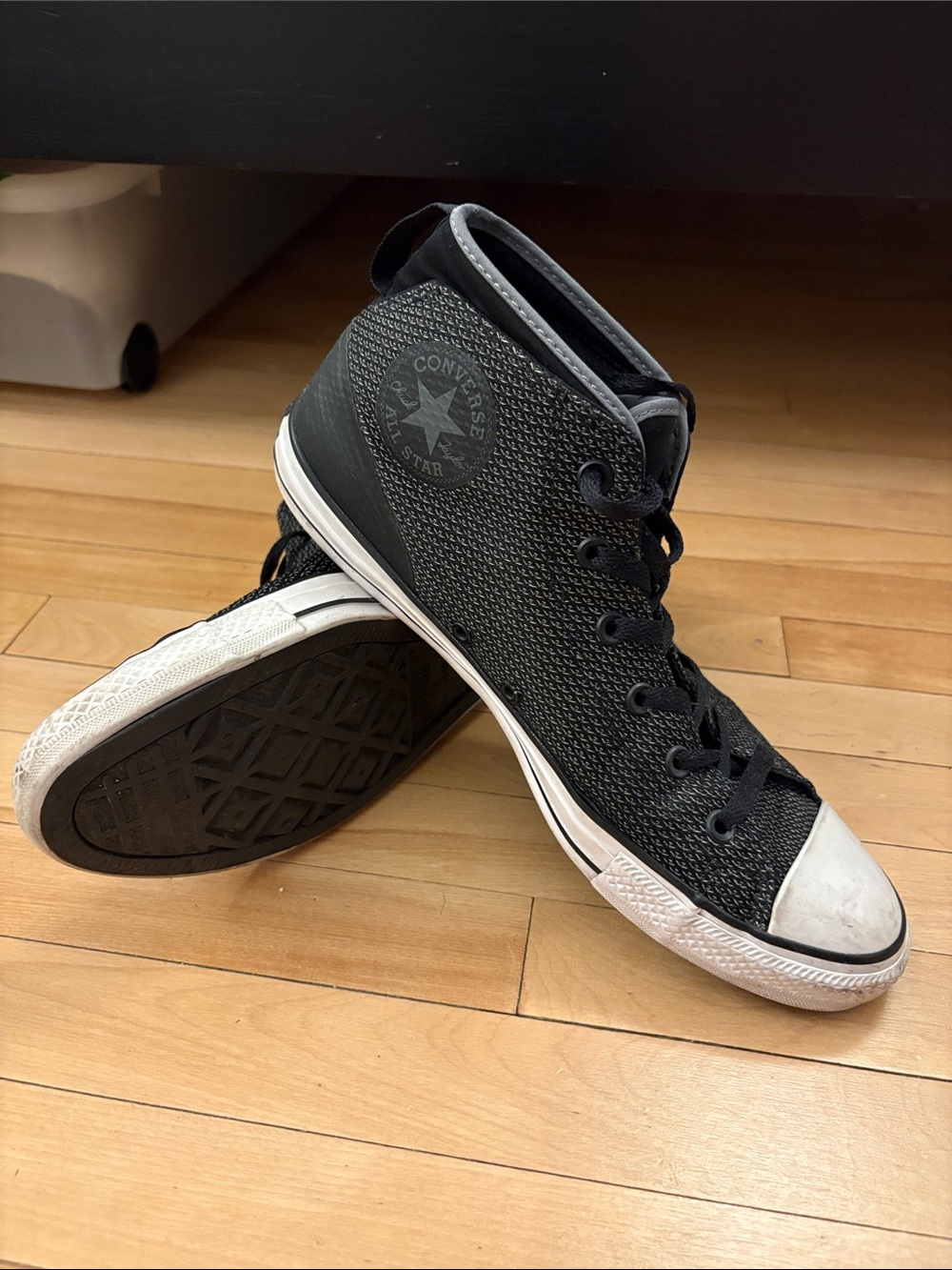 Converse Black High Top Sneakers with White Toe